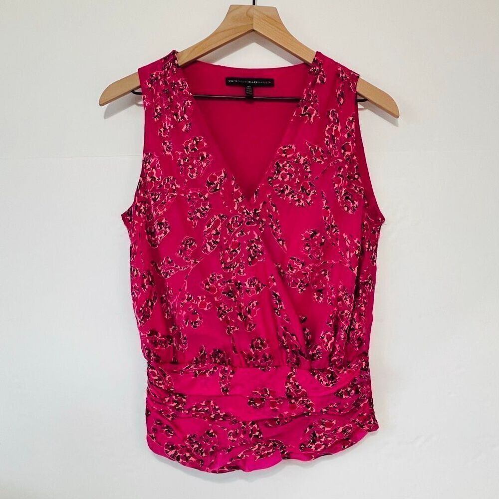 White House Black Market Pink Floral Print Sleeveless Blouse   Size XS
